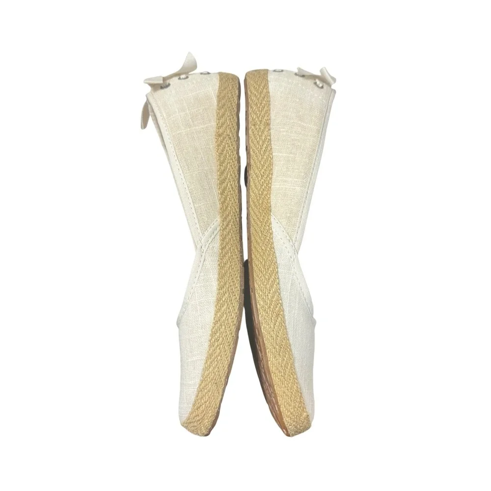 UGG Indah Espadrille Flats Womens 8 Cream Canvas Slip-On Jute Sole 1003493